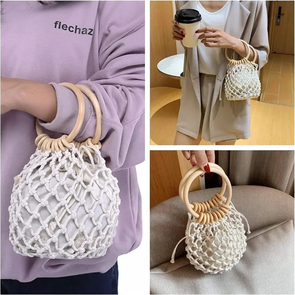 Women Cotton Crochet Mini Clutch Handbag Small Tote Gift for Summer & Casual